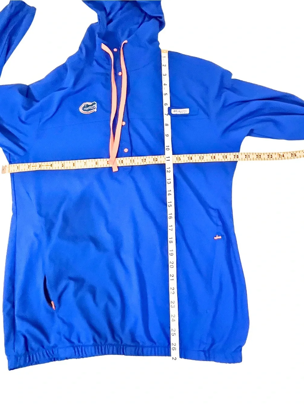 UF Florida Gator’s Columbia Brand Blue Hooded Tech Pullover with Orange Details